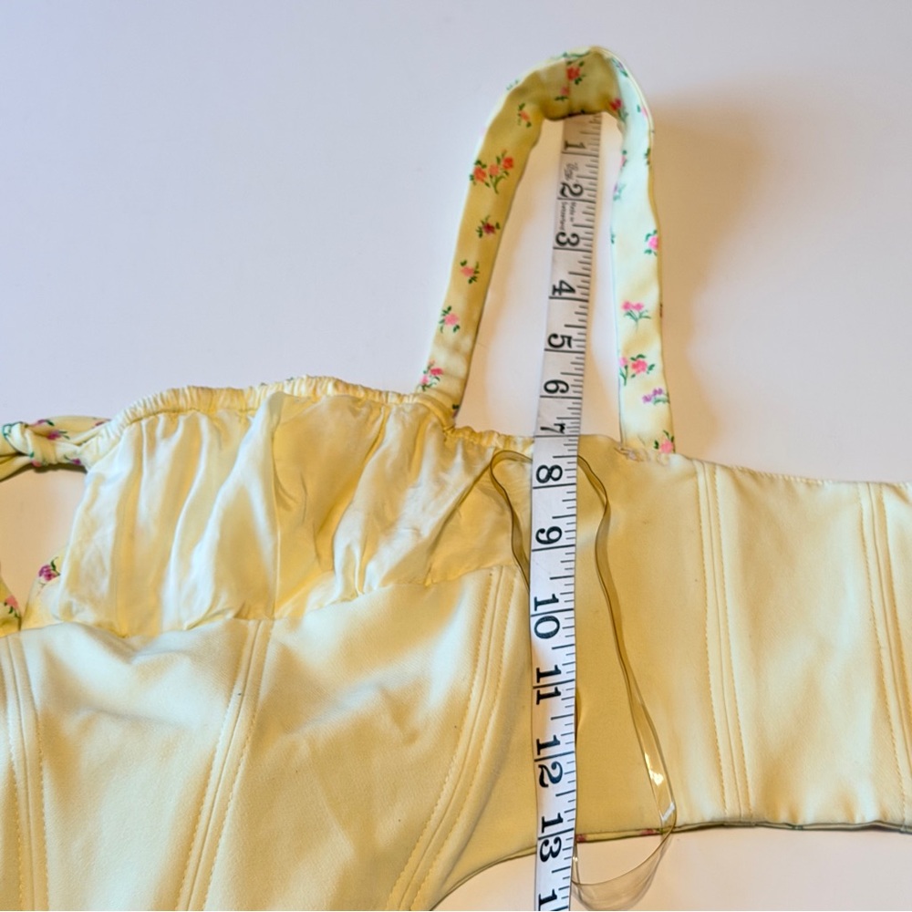 House of CB Gene corset Top size S lemon yellow and floral print - Picture 5 of 14